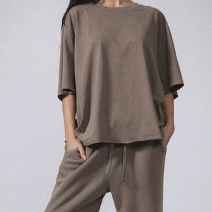 Elwood Core Oversize Crop Tee in Vintage Brown